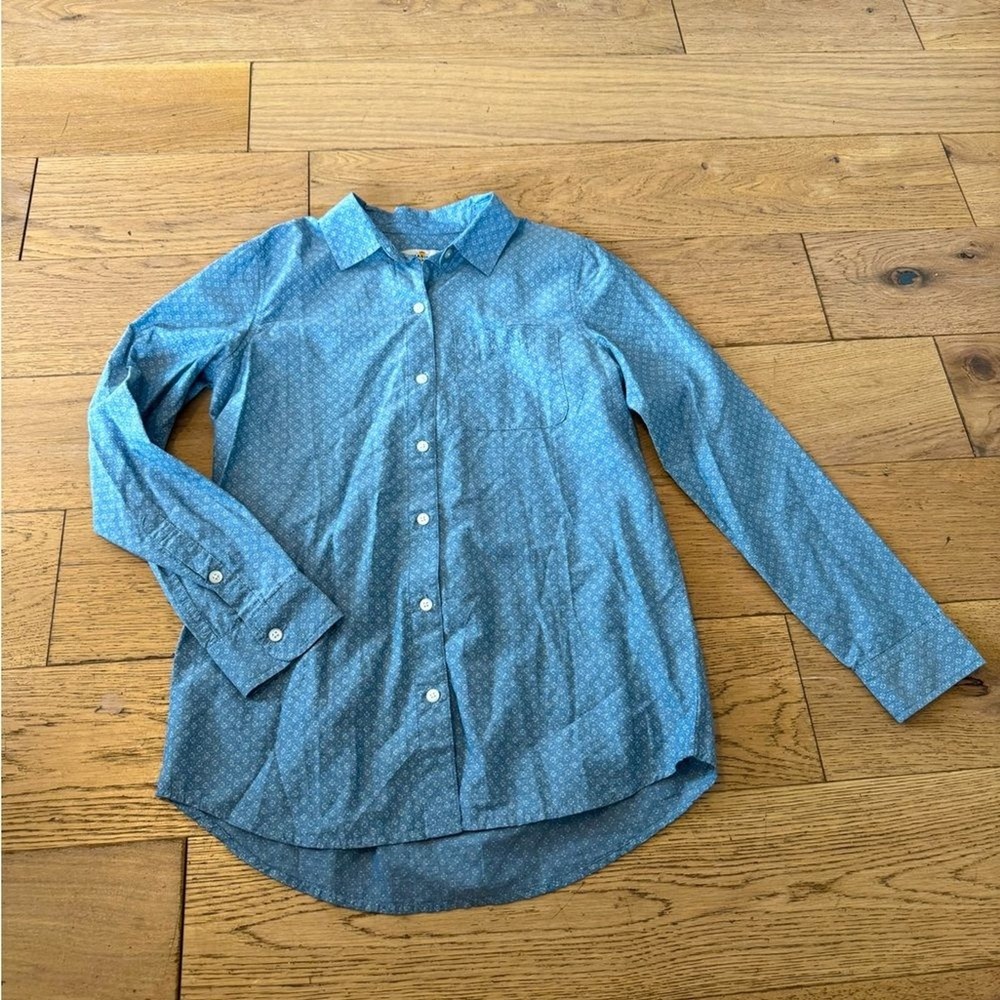 Marine Layer XS Blue Floral Geometric Button Down Shirt Long Sleeve Top‎ (780)